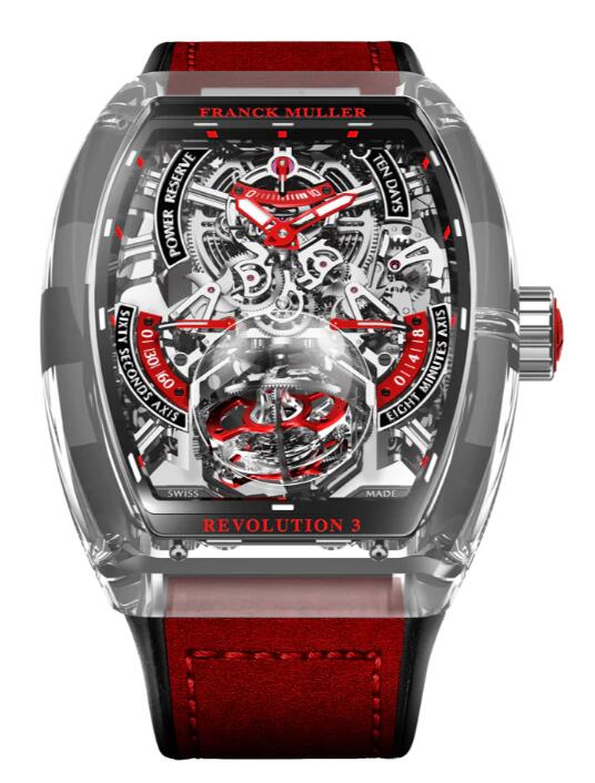 FRANCK MULLER Vanguard Revolution 3 Skeleton Sapphire - Red V50 REV 3 PR SQT ER SAPHIRE Replica Watch